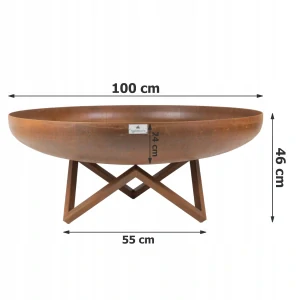 Ohnisko s vekom Záhradná súprava Hlboká misa 100 cm Corten Steel 3 mm