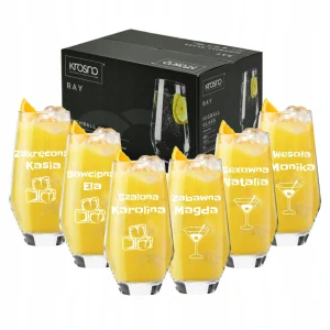 Gravírované Sklenené Poháre Krosno Ray 450 ml na Nápoje (6 kusov)