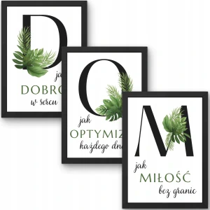 Súprava obrazov DOM / TROPICKÉ LISTY MONSTERA 100 x 43 cm