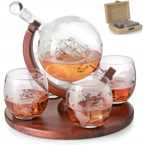 Ekskluzívny Set na Whisky: Karafka vo forme Glóbusu + 4 Poháre