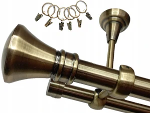 Dvojitá stropná záclonová tyč antique mosadz Fi 25+19mm, dĺžka 210 cm