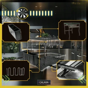 Dwupoziomowa Suszarka do Naczyń Galaxia® z Automatycznym Odpływem - Czarna