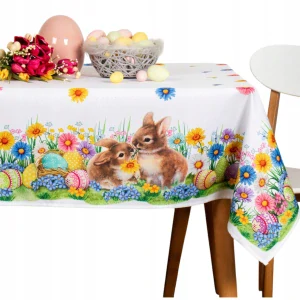 Plamoodporný obrus Veľkonočný biely 140x200 cm