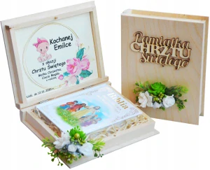 Ilustrovaná Biblia pre deti v drevenej škatuľke s personalizáciou - ideálny darček na Krst
