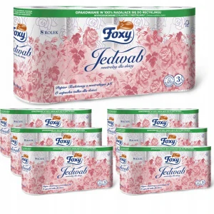 Toaletný papier Foxy Jedwab - Jemný a Dermatologicky Testovaný (8 rolí x 7 balení)