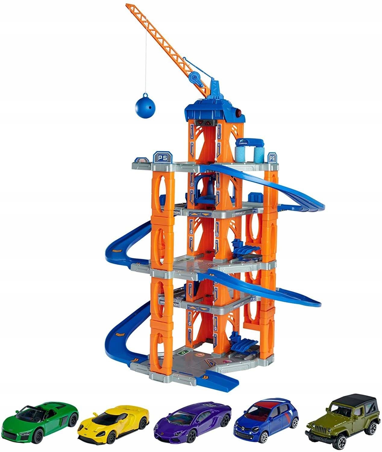 Päťposchodová garáž Majorette Motor Lift s 15 autíčkami