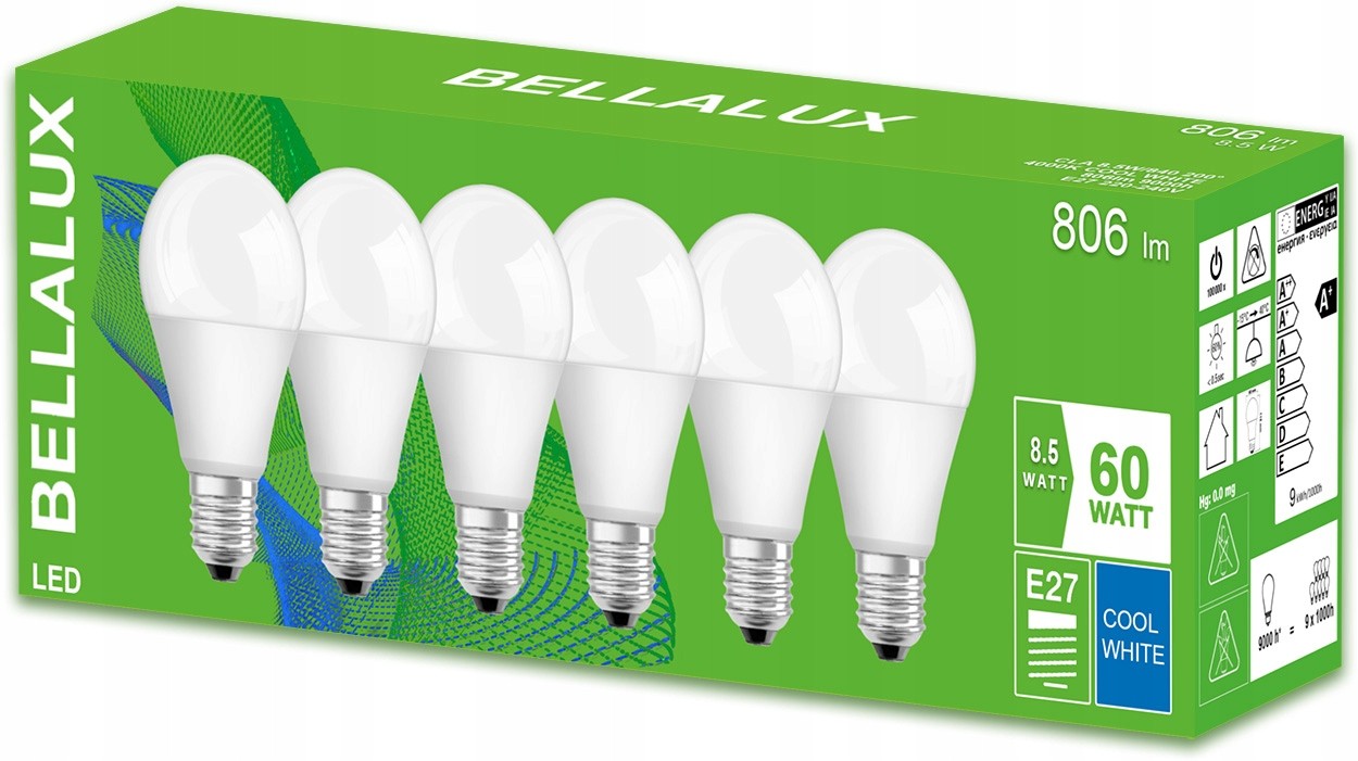6x LED žiarovka E27 8,5 W = 60W 806LM 4000K Bellalux