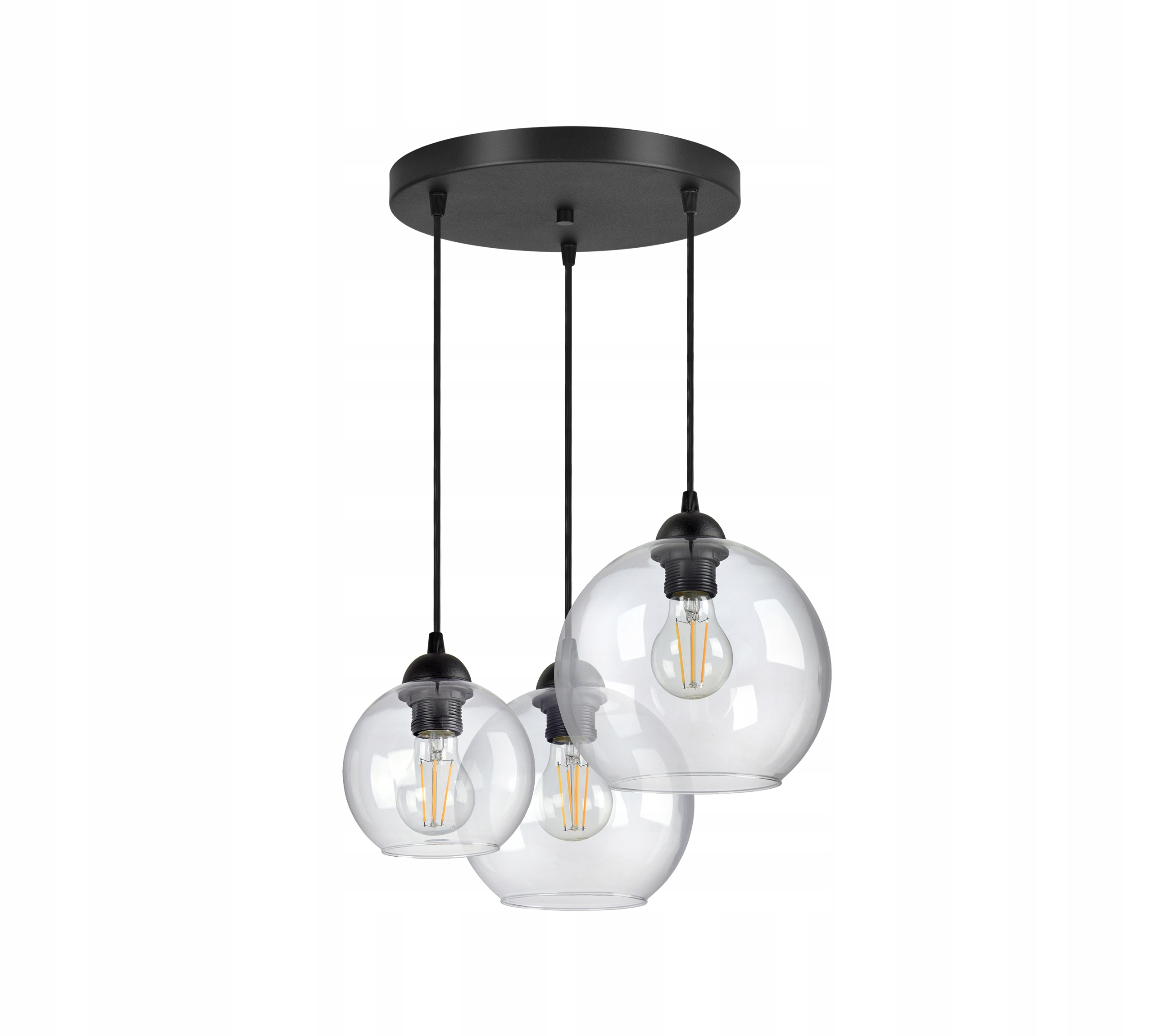 Luster Luster Tri rôzne sklenené priehľadné gule