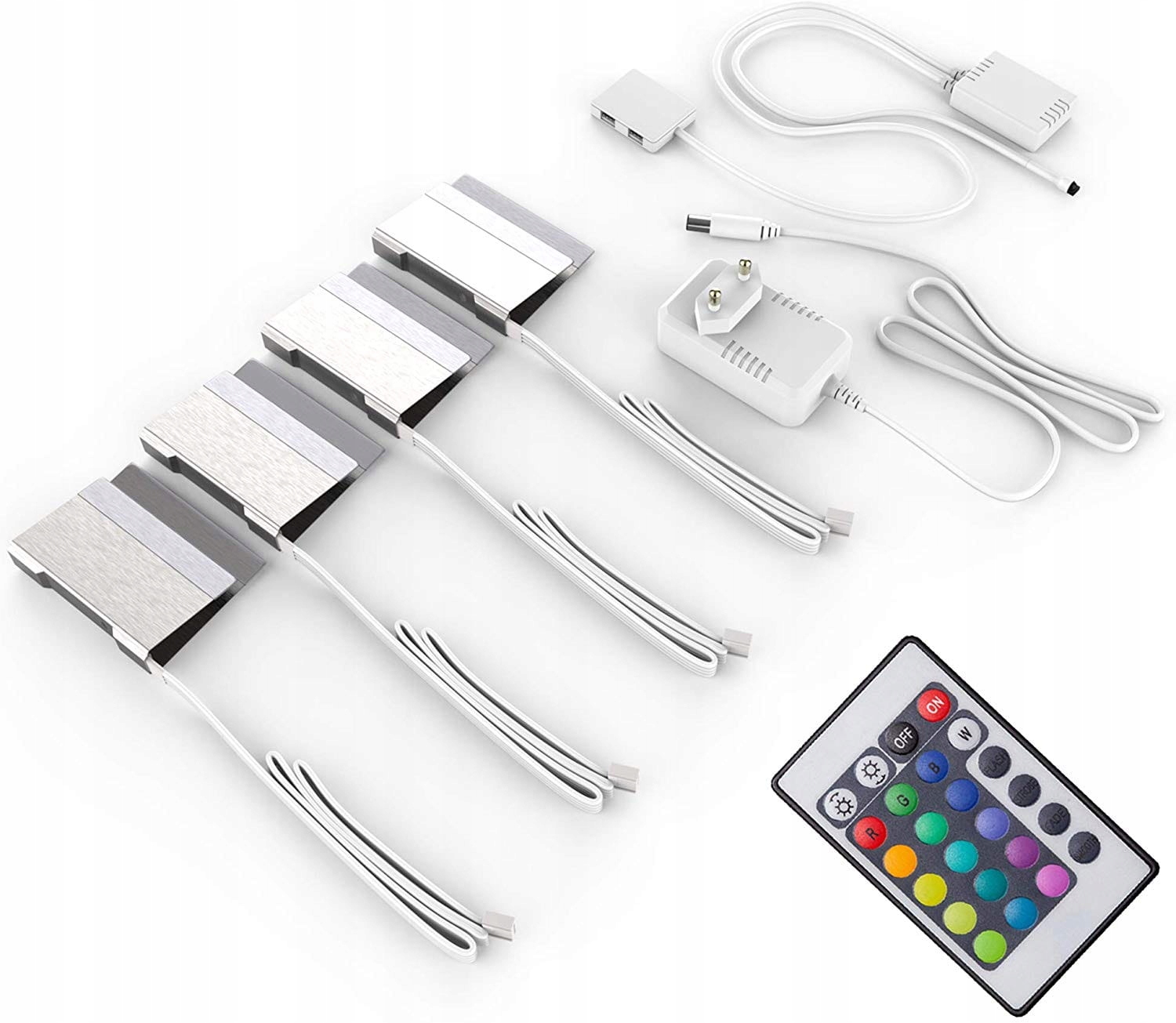 4x LED klip - RGB - pre sklenené police - stránky