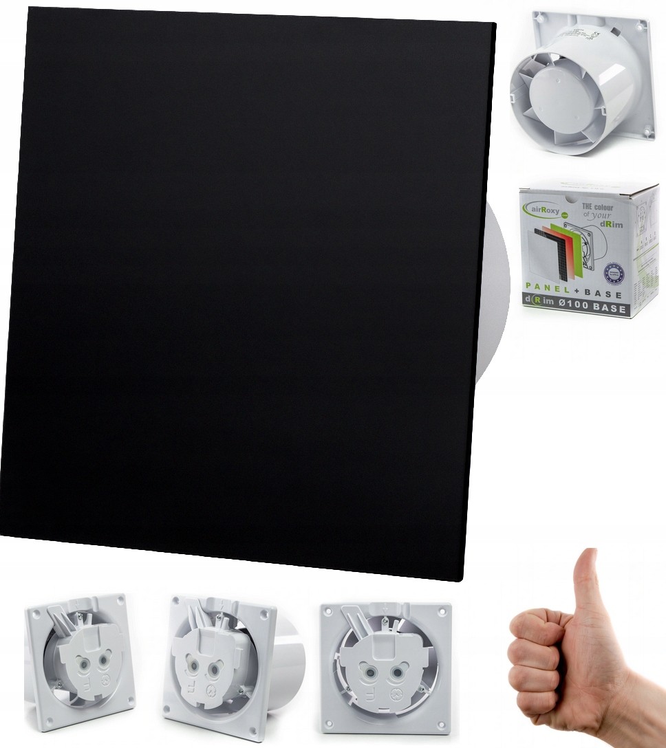 Kúpeľňový ventilátor airRoxy dRim HS 100 mm, čierny lesk