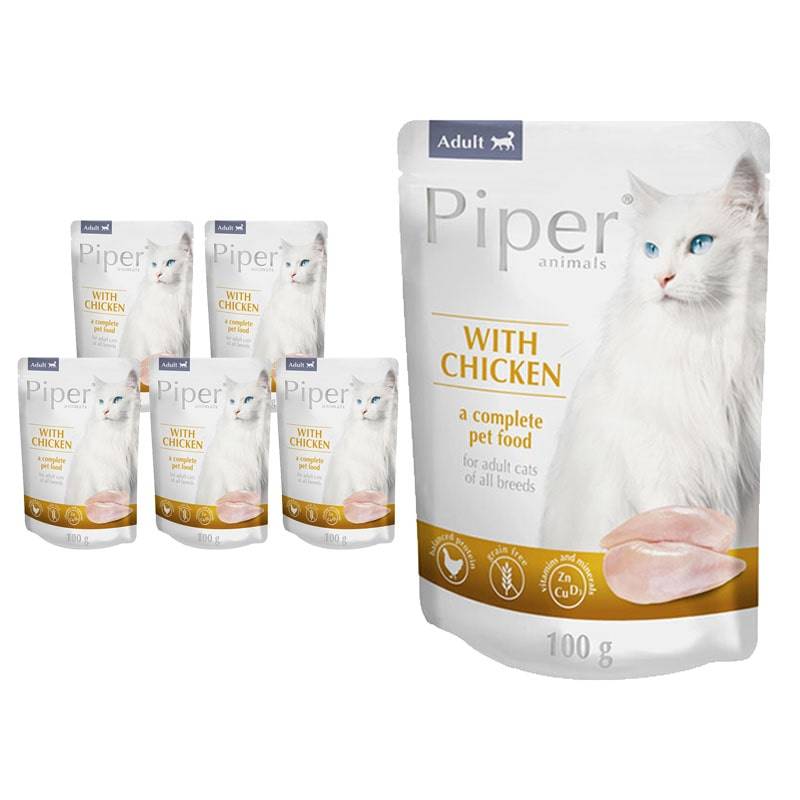 Piper Animals mokré krmivo pre dospelé mačky s kuracím mäsom, 10 × 100 g