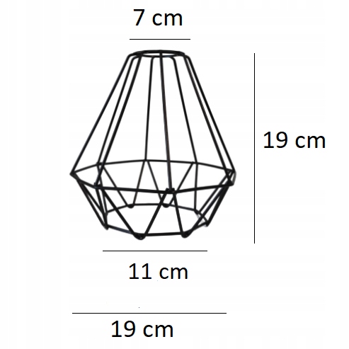 Čierne drôtené tienidlo pre objímku E27, 19 × 19 cm