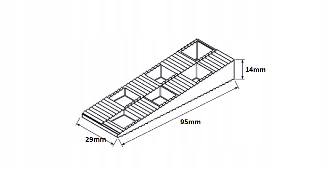 Montážne kliny veľkosti S 14 × 29 × 95 mm, 500 kusov