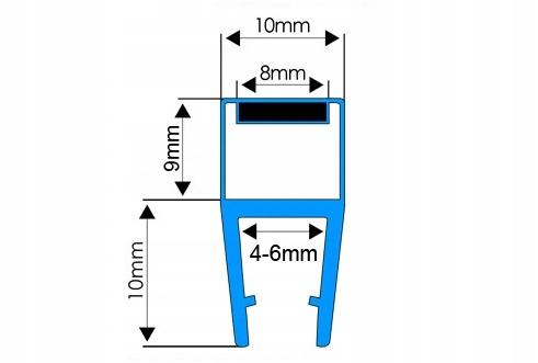 U8 magnetické tesnenie 4-6 mm sprchovej skrinky