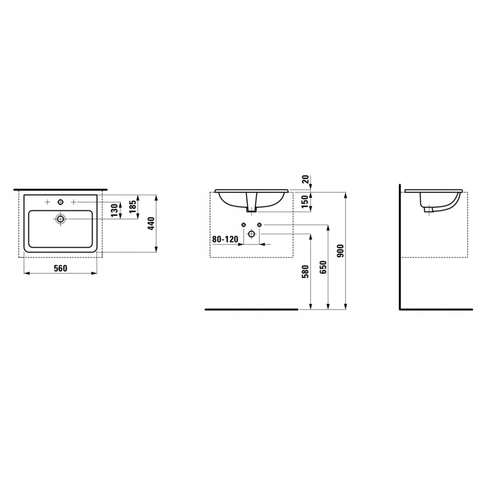 Washbasin 56x44 cm zapustený White Laufen Pro s