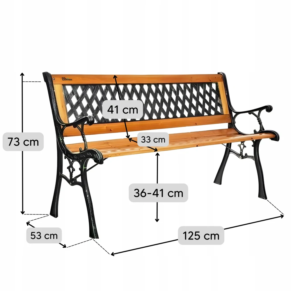 Záhradná lavica 125x53x73 cm