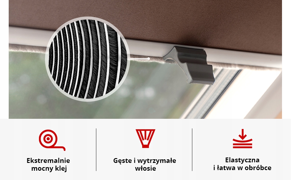 Samostatne splnené tesnenie kefy 8 mm 15 m čierna