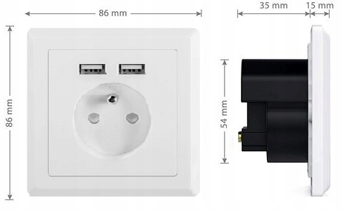 230V + 2x USB 2.1A ZÁSUVKA ELEKTRICKÁ ZÁSUVKA