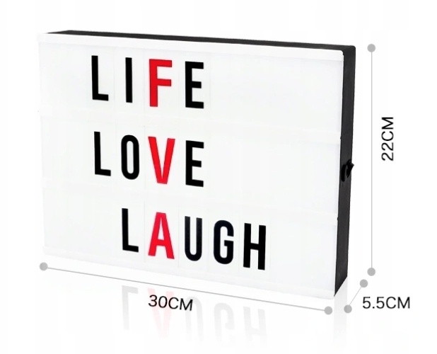 LED svetelný box s 90 písmenami a symbolmi, 30 × 22 cm