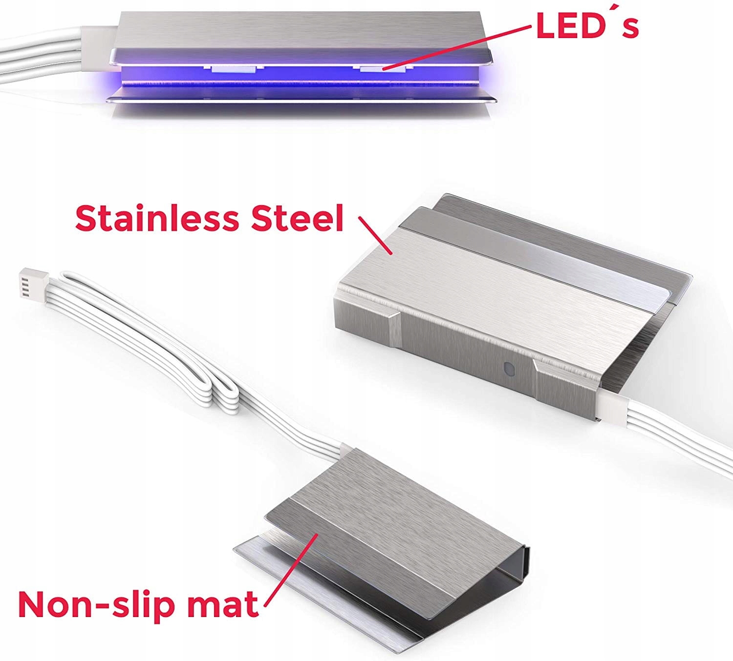 4x LED klip - RGB - pre sklenené police - stránky