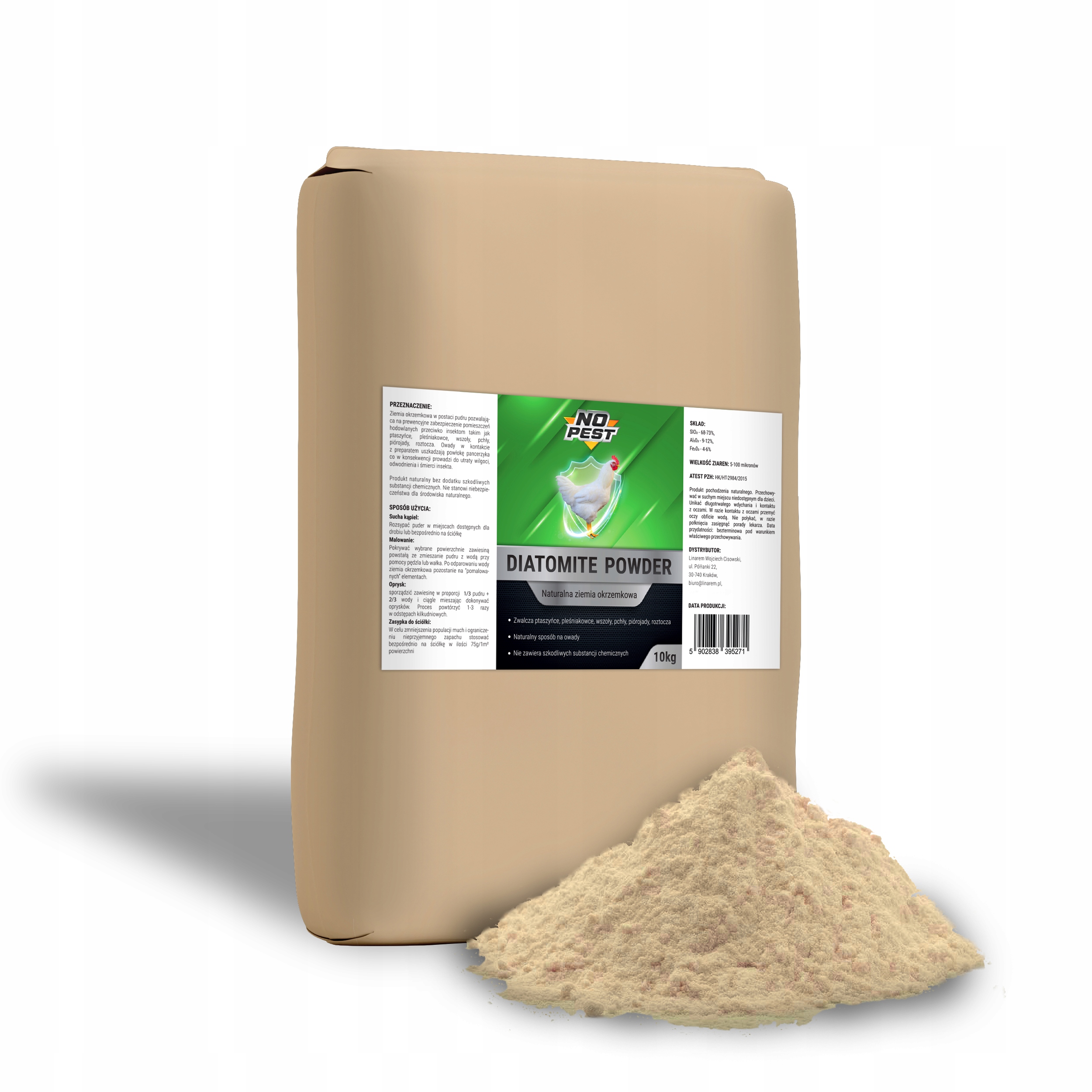 Diatomitový prášok KAMENIK proti lezúcemu hmyzu, 10 kg