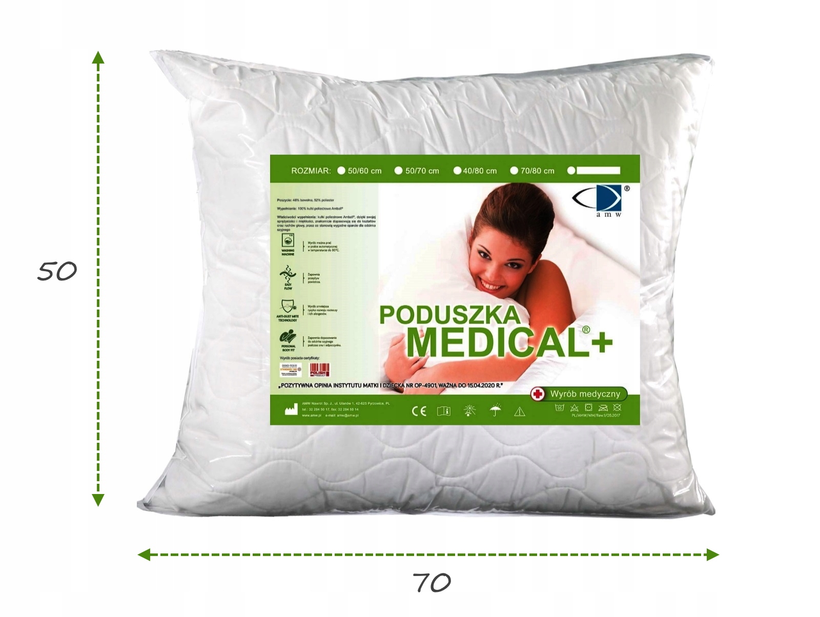 Poľský vankúš Medical 50x70 50 Castle AMW 95*C