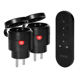 Virone RS-7 Bezdrôtové MINI zásuvky riadené diaľkovým ovládaním 2+1, IP44