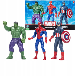 HASBRO MARVEL 3 FIGURKI HULK SPIDER MAN CAPTAIN AMERICA 24 cm F6601