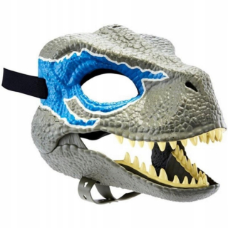 Maska pre deti - 3D dino maska, dino s pohyblivou čeľusťou, modrá