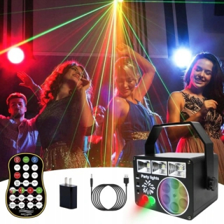 DISCO LAMPY SO 7 ŠOŠOVKOVÝM LASEROVÝM PARTY OSVETLENÍM PRE BAR