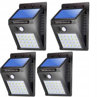 4x HALOGÉNOVÁ 20 LED SOLÁRNA LAMPA SO SNÍMAČOM POHYBU
