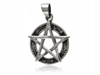 Prívesok z tmavého striebra 925 Pentagram magický symbol w0613 - 3,5g.