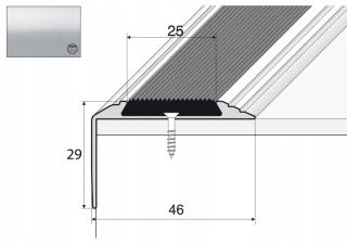 Schodová lišta, profil - A38 Non -slip Staircase 180 cm striebro