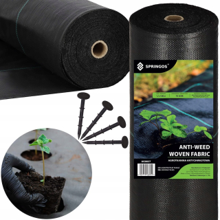 Agrotextília - AGRO LÁTKA 70G 1,1x100m ČIERNA AGRO NETKANÁ UV HRUBÁ OCHRANA PROTI PREVIDE + KOLÍKY