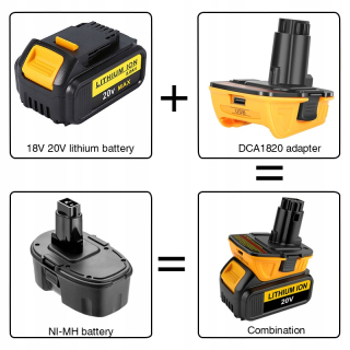 Adaptér pre elektrické náradie - Dewalt 20V XR adaptér pre Dewalt 18V NICD
