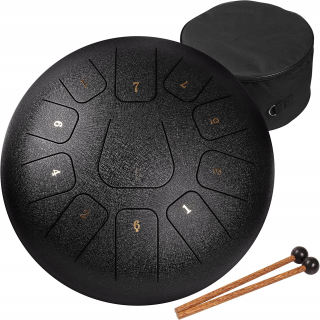 Amkoskr - bubon Handpan Tongue 11 tón 12 palcov čierny