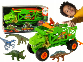 Nákladné auto pre deti - Car Transporter Dinosaur Green Set