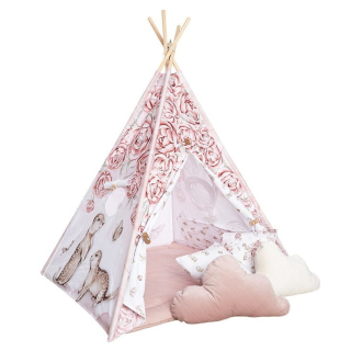 BABY STEPS TIPI pre deti Wigwam Stan Pivoňka Dreamland so 4 vankúšmi