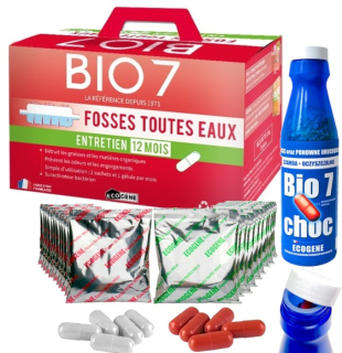 ECOGENE BIO7 CHOC Starter + BIO 7 MAX LIPASE + Baktérie na ČISTENIE ODPADOVÝCH VOD ROK