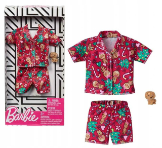 BARBIE OBLEČENIE VIANOČNÉ PYŽAMÁ KOŠIKY + PES