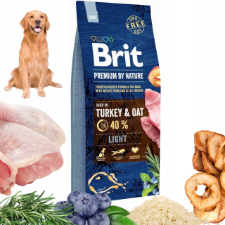 BRIT PREMIUM BY NATURE LIGHT TURECKO Suché krmivo s morkou a ovsom 15KG