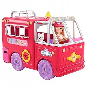 Barbie bábika - Barbie Chelsea Fire Truck Set + Doll HCK73