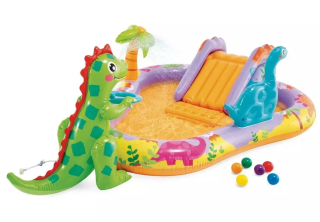 Nafukovacie vodné ihrisko so šmykľavkou, fontánou, dinosaury INTEX 56139