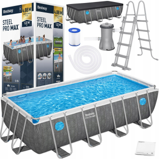 Bestway Splashview Frame Pool 488 m x 244 cm sivý ratan 10 v 1 561 MB