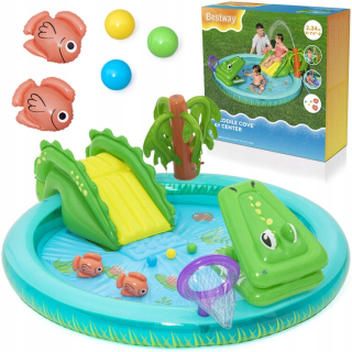 Bestway nafukovacie ihrisko CROCODILE šmykľavka + postrekovač + loptičky 53166