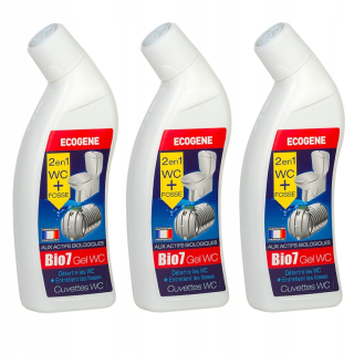 BIO7 WC GEL Dvojčinný prostriedok na odstraňovanie vodného kameňa na toaletné rúry 750ML