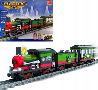 Stavebné bloky Elektrický vláčik Vianočný vláčik poháňaný koľajovou lokomotívou