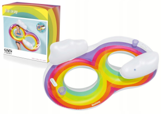 NAFUKOVACÍ DVOJITÝ RAINBOW RAINBOW PLAVECKÝ KRUH BEACH 186X116CM BESTWAY 43648