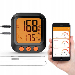 Bluetooth bezdrôtový teplomer cez APP 2x sonda od -5°C do 300°C LCD 100m