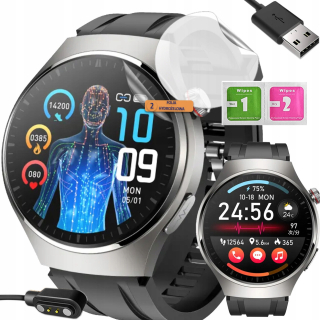 PÁNSKE KARDIO HODINKY SMARTWATCH MERANIE CUKRU V KRVI + TEPLOTA